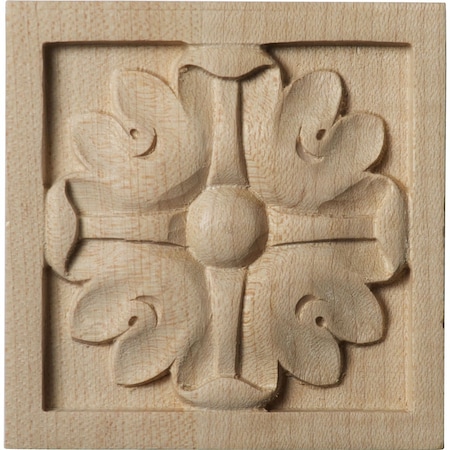 Ekena Millwork 3"W x 3"H x 5/8"P Small Edinburgh Square Rosette, Rubberwood ROS03X03X00EDRW